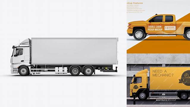 3977+ Truck HQ PSD Mockup Left Side View Elegant Photoshop Mockup