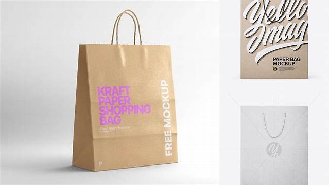 3978+ Kraft Shopping Bag Front View Professional Graphic PSD Download