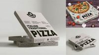 3978+ Pizza Box PSD Mockup Half Side View High-Angle Shot Free Graphic Design Resource