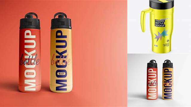 3979+ Glossy Thermo Flask Bottle PSD Mockup Customizable Photoshop Template