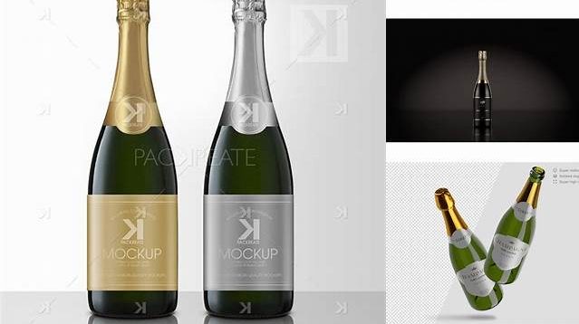 3980+ Green Bottle With White Champagne PSD Mockup Editable and Customizable PSD