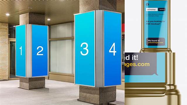 3984+ Advertising Poster Pillar with Glossy Poster PSD Mockup Front View Free Stylish PSD for Graphic Designers