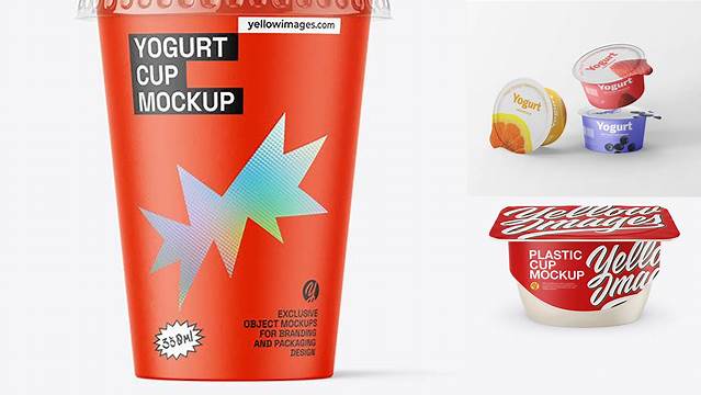 3984+ Matte Yogurt Cup PSD Mockup Front View High-Angle Shot Free PSD for Creatives