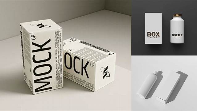 3987+ Glossy Cosmetic Bottle with Paper Box PSD Mockup High-Resolution Graphic