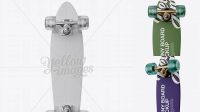 3987+ Penny Board with Transparent Wheels PSD Mockup Back View Premium Design Freebie