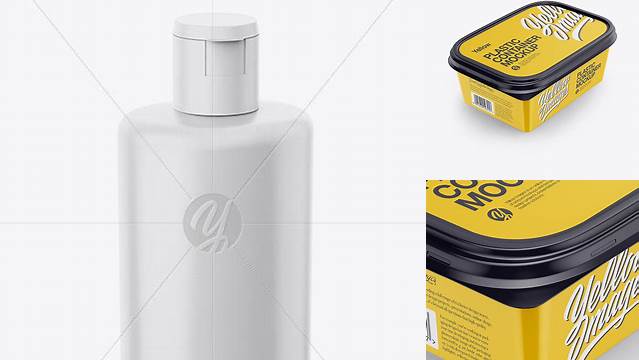 3988+ Matte Plastic Bottle Half Side View High-Angle Shot Editable and Customizable PSD