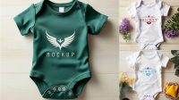 3990+ Baby Bodysuit PSD Mockup Top View Custom PSD Mockup Template