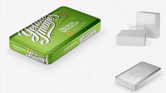 3991+ Two Metallic Tin Boxes PSD Mockup Halfside View High-Angle Shot Free Editable Photoshop Template