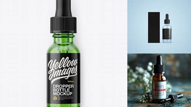 3994+ Lying Dropper Bottle PSD Mockup Top View Photoshop Freebie