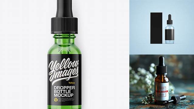 3994+ Lying Dropper Bottle PSD Mockup Top View Photoshop Freebie