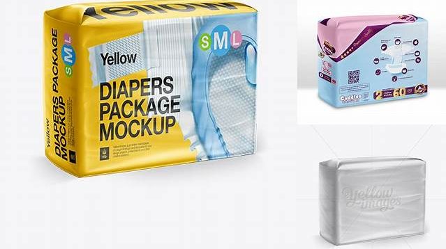 3996+ Big Package Of Diapers Front 3/4 View PSD Mockup Free PSD Mockup Resource