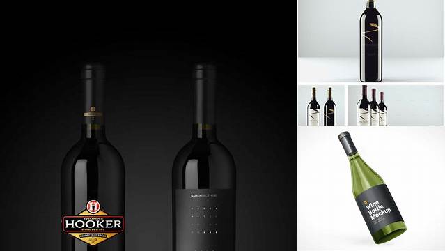 3997+ Amber Glass Bottle with Red Wine PSD Mockup For Free Download