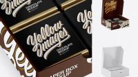 3997+ Opened Glossy Paper Box With Chocolates PSD Mockup Half Side View High-Angle Shot Digital Resource Free Download