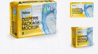 3998+ Big Package Of Diapers Front 3/4 View PSD Mockup Professional Editable Freebie PSD