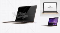 400+ Apple MacBook Gold PSD Mockup 3/4 Right View Layered PSD for Easy Editing