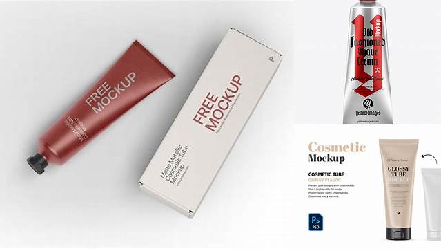 4003+ Matte Metallic Cream Tube PSD Mockup Editable Graphic Free PSD