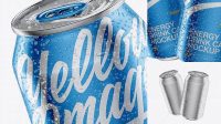 4004+ Two Metallic 330ml Aluminium Cans with Condensation PSD Mockup Unique High-Resolution Design Freebie