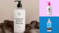 4007+ Matte Cosmetic Bottle With Pump PSD Mockup Easy-to-Edit Photoshop Freebie