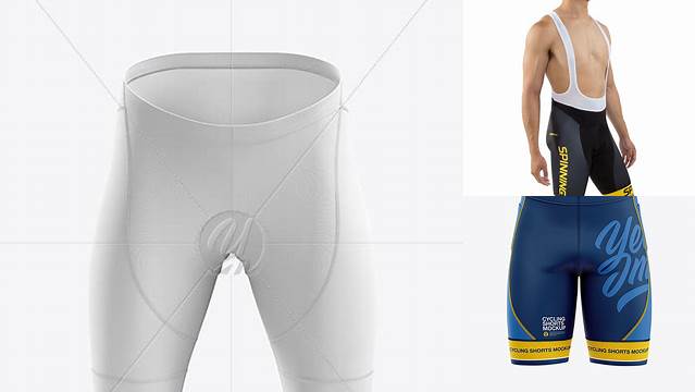 4008+ Men’s Cycling Shorts v2 PSD Mockup Front View Download Premium Free PSD