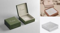 4008+ Square Paper Jewelry Box PSD Mockup Halfside View High-Angle Shot Stylish PSD for Free