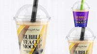 4011+ Chocolate Bubble Tea Cup PSD Mockup High-Angle view Premium Quality PSD Freebie