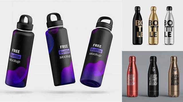 4011+ Metallic Drink Bottle PSD Mockup Custom Mockup PSD for Free