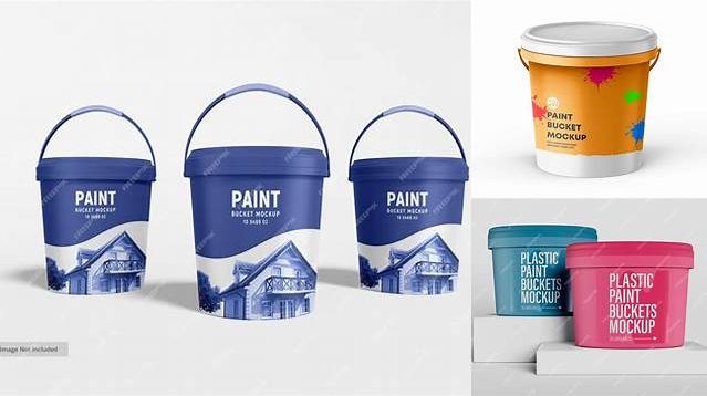 4018+ Plastic Paint Bucket PSD Mockup Front View Customizable Design Files