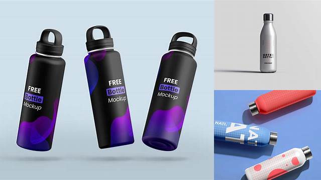 4025+ Metallic Bottle With Water PSD Mockup Elegant High-Resolution Design File