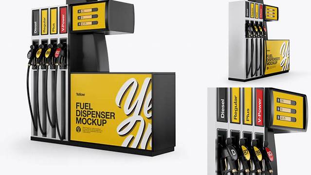 4027+ Fuel Dispenser PSD Mockup Half Side View High-Quality Creative PSD