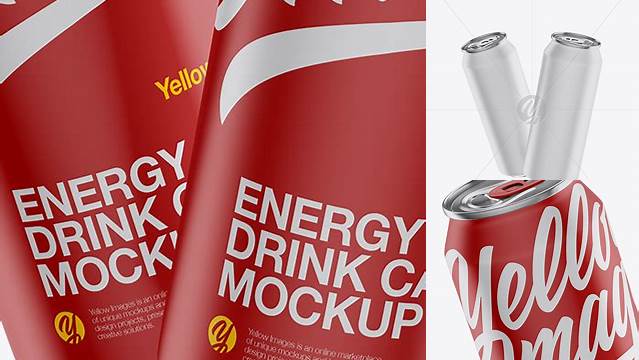 4038+ Two 500ml Metallic Aluminium Cans with Matte Finish & Condensation PSD Mockup Advanced and Editable PSD Template Free