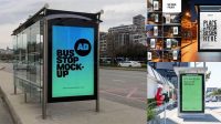 4041+ Bus Stop PSD Mockup Side View Fully Customizable Photoshop Freebie