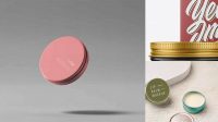 4047+ Glossy Lip Balm Tin With Glossy Box PSD Mockup Halfside View Fully Customizable Photoshop Freebie