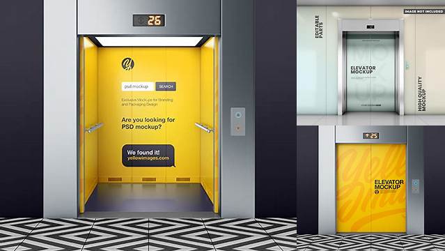 4048+ Elevator With Opened Doors PSD Mockup High-Quality Editable PSD