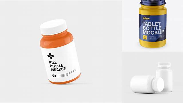 4048+ Matte Pill Bottle PSD Mockup High-Angle Shot Exclusive Free Creative Resource