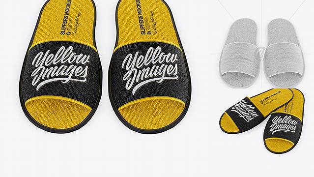 4049+ Home Slippers Front View High Angle Shot Free Mockup PSD Template