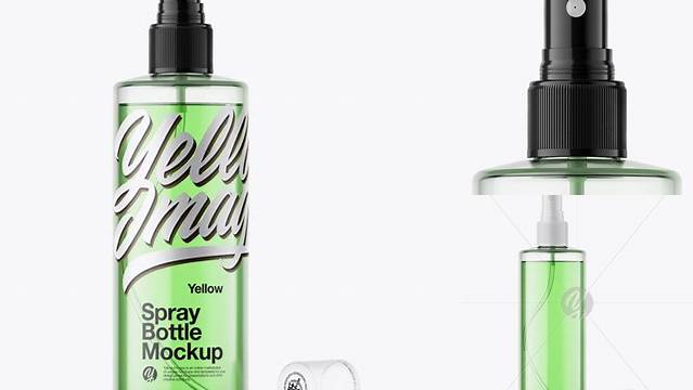 405+ Opened Clear Spray Bottle with Green Liquid PSD Mockup Smart Layer PSD