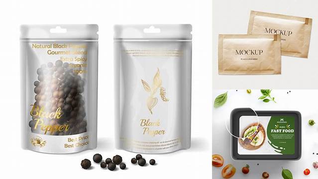 4050+ Black Pepper Package PSD Mockup Top View Free Downloadable Graphic Resource