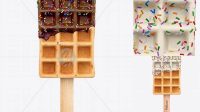 4051+ Chocolate Glazed Belgian Waffle With Sprinkles PSD Mockup Elegant and Versatile PSD Resource