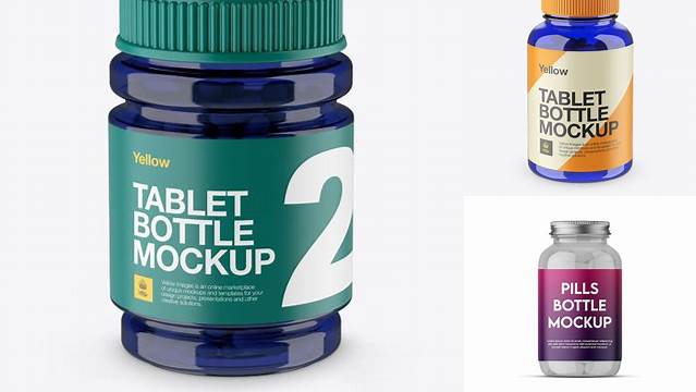 4054+ Blue Bottle With Capsules PSD Mockup High-Angle Shot PSD for Creative Projects