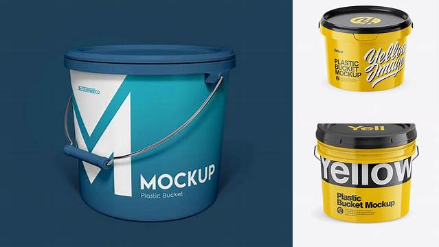 4055+ Glossy Plastic Bucket PSD Mockup High-Angle Shot Elegant and Versatile PSD Resource