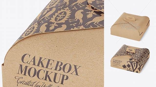 4056+ Carton Cake Box Halfside View High-Angle Shot Smart Object-Based PSD Template Free