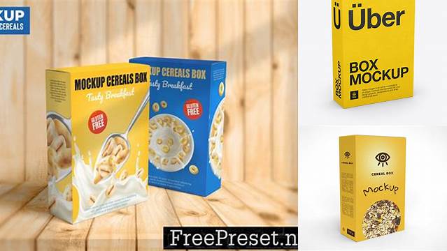 4056+ Cereal Box PSD Mockup 25° Angle Front View High-Angle Shot Smart Layer Mockup Free