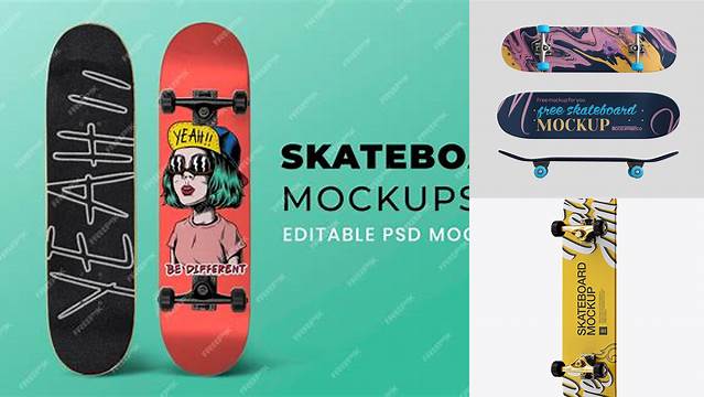 4057+ Skateboard PSD Mockup Back Halfside View Professional Quality PSD Freebie