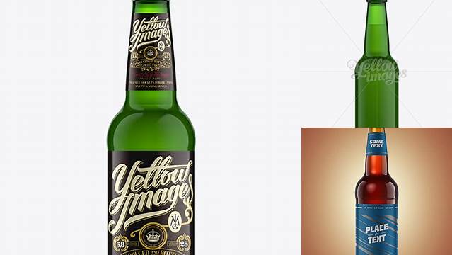 4064+ 330ml Long-Neck Green Bottle For Beer PSD Mockup Free Graphic Design Resource