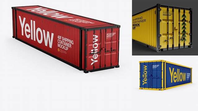 4066+ 40F Shipping Container PSD Mockup Halfside View Best Free Mockup PSD