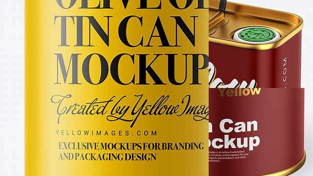 4069+ Matte Olive Oil Tin Can with Cap PSD Mockup Free Downloadable Graphic Resource