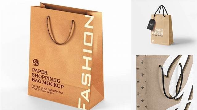 407+ Kraft Paper Bag With Rope Handle PSD Mockup Half Side View High-Angle Shot Versatile Mockup for Designers