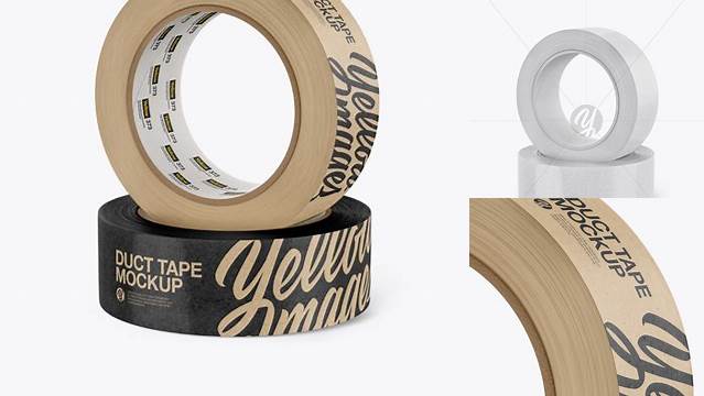 407+ Two Kraft Duct Tape PSD Mockup High-Angle Shot Creative Free PSD Graphic Design