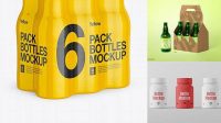 4070+ 6 Pack Plastic Bottles PSD Mockup Advanced Photoshop Template