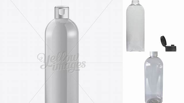 4077+ Clear PET Bottle with Flip Top Cap 500ml Custom Graphic Mockup File